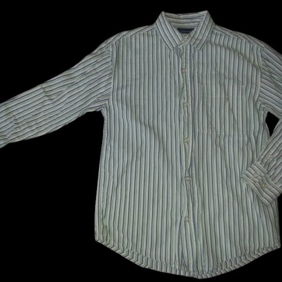 CHEROKEE Blue and Green Striped Button Front Shirt XS Boys size 5-6 - Picture 2 of 3